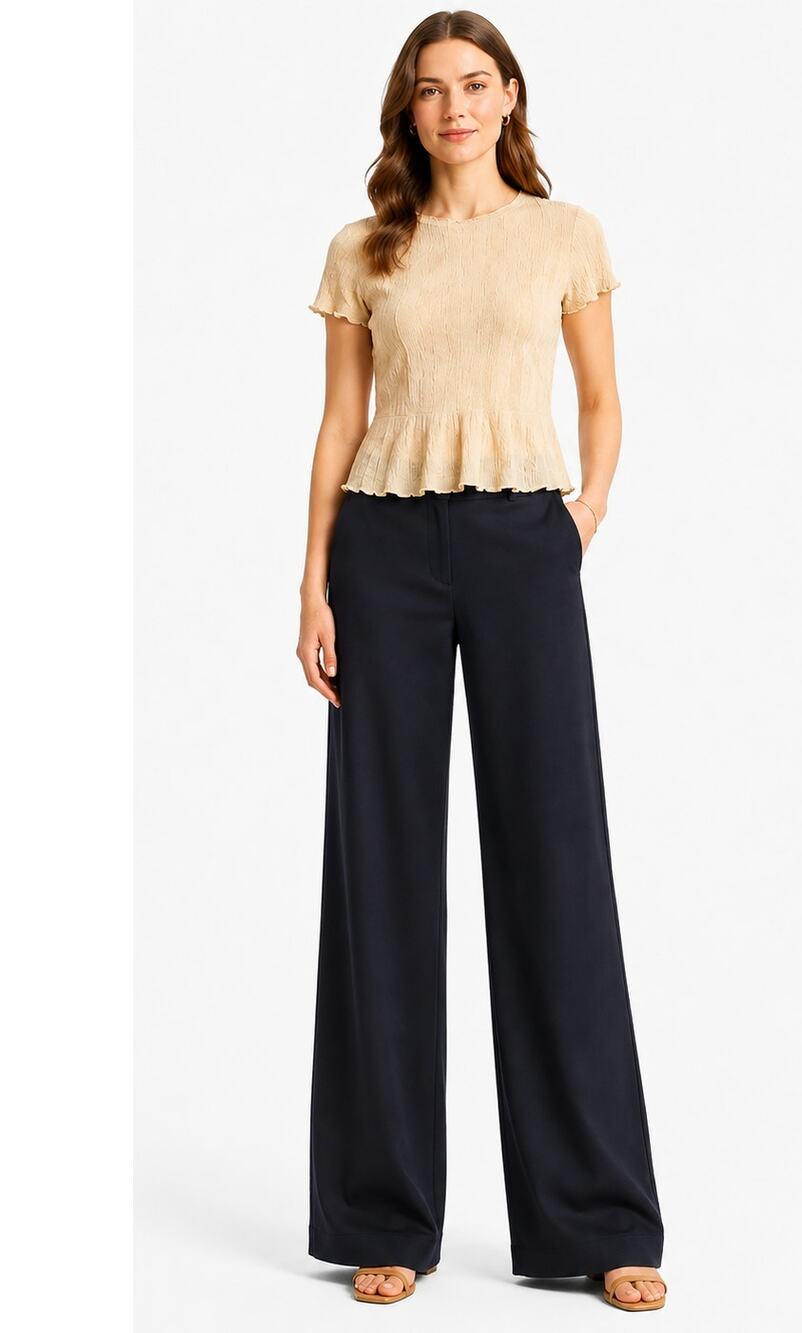 Danielle B Womens Size 12 Dark Navy Wide Leg Dress Pants Trousers Career EUC